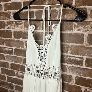 White lace halter maxi sun dress